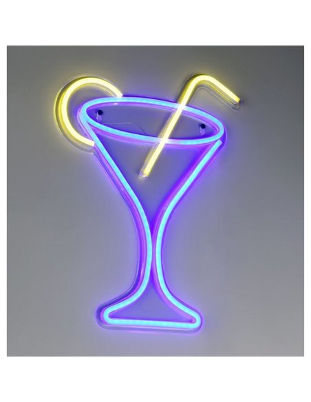 Luminária de parede LED CHEERS 2W com efeito neon e cabo USB IP20 Roxo