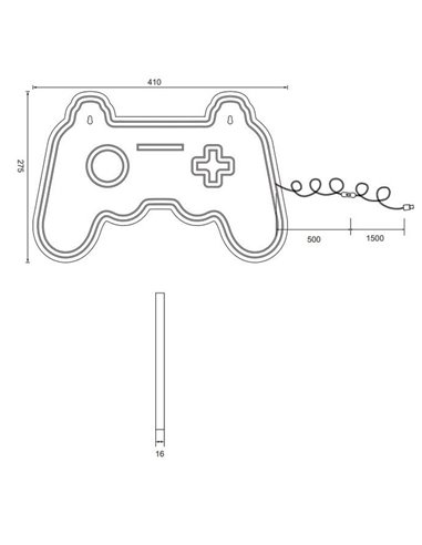 Lampe LED décorative imitant le néon GAMER 2W avec câble et USB IP20 Violet