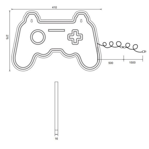 Luz LED tipo neón GAMER 2W con cable y USB IP20 Morado