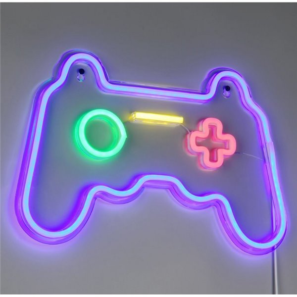 Lampe LED décorative imitant le néon GAMER 2W avec câble et USB IP20 Violet