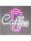 Luminária LED decorativa imitação neon, CAFÉ 2W com cabo e USB IP20 Rosa