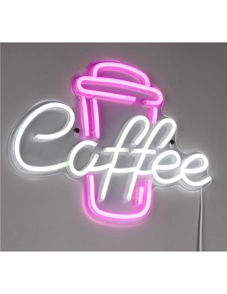Luminária LED decorativa imitação neon, CAFÉ 2W com cabo e USB IP20 Rosa