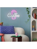 Luz LED imitación neón decorativo, COFFEE 2W con cable y USB IP20 Rosa