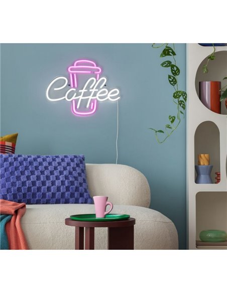Lampe LED décorative imitant le néon CAFÉ 2W avec câble et USB IP20 Rose