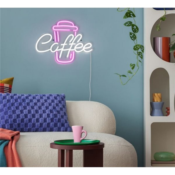 Luz LED imitación neón decorativo, COFFEE 2W con cable y USB IP20 Rosa