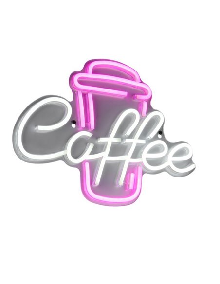 Luz LED imitación neón decorativo, COFFEE 2W con cable y USB IP20 Rosa