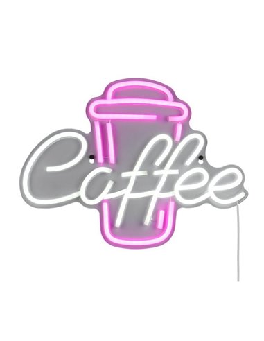 Luz LED imitación neón decorativo, COFFEE 2W con cable y USB IP20 Rosa