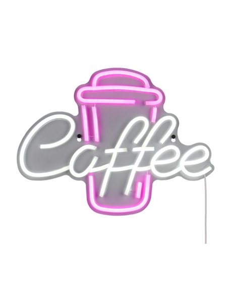Luminária LED decorativa imitação neon, CAFÉ 2W com cabo e USB IP20 Rosa
