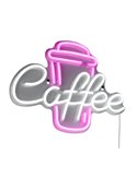 Luz LED imitación neón decorativo, COFFEE 2W con cable y USB IP20 Rosa
