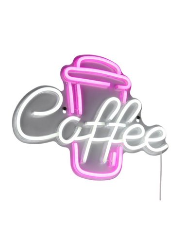 Luminária LED decorativa imitação neon, CAFÉ 2W com cabo e USB IP20 Rosa