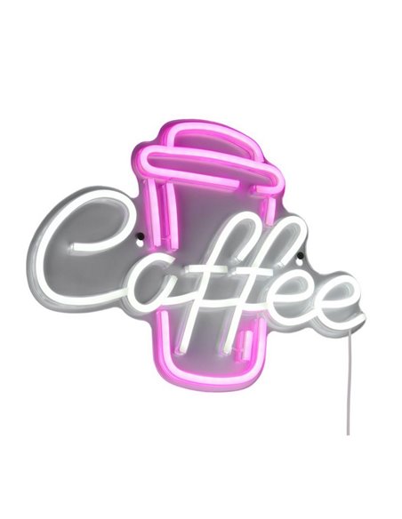 Luz LED imitación neón decorativo, COFFEE 2W con cable y USB IP20 Rosa