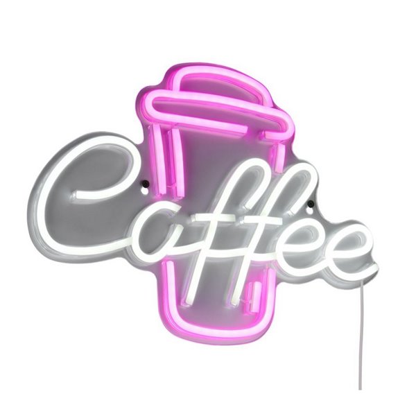Luz LED imitación neón decorativo, COFFEE 2W con cable y USB IP20 Rosa