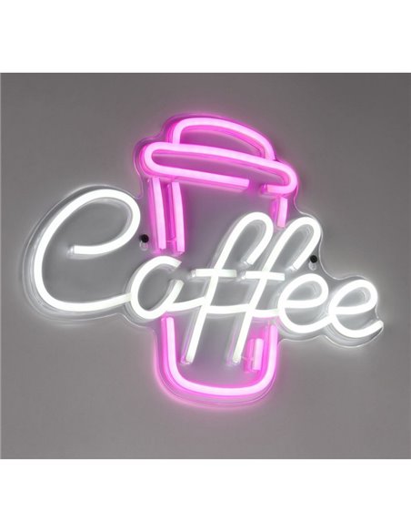 Luz LED imitación neón decorativo, COFFEE 2W con cable y USB IP20 Rosa
