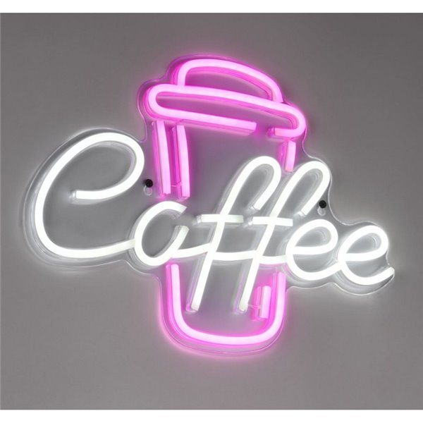 Luz LED imitación neón decorativo, COFFEE 2W con cable y USB IP20 Rosa