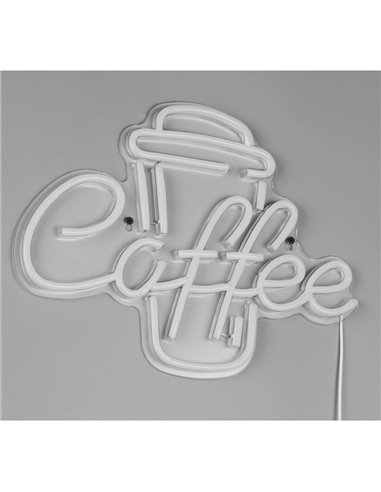 Luminária LED decorativa imitação neon, CAFÉ 2W com cabo e USB IP20 Rosa