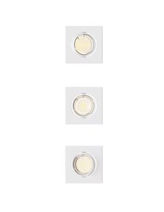 Kit 3 downlight empotrables cuadrados PERIDOT blanco, orientable 30º, GU10 sin bombilla, corte 6,8x6,8cm