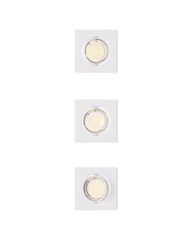 Kit 3 downlight empotrables cuadrados PERIDOT blanco, orientable 30º, GU10 sin bombilla, corte 6,8x6,8cm