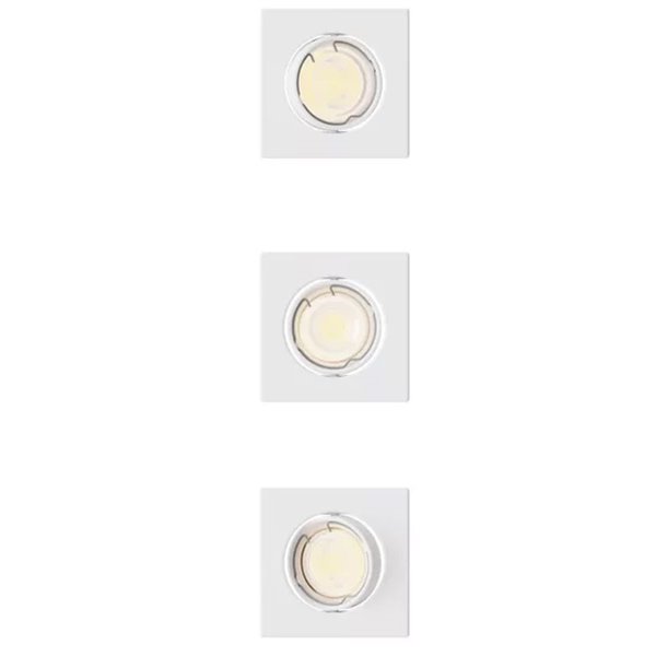 Kit 3 downlight empotrables cuadrados PERIDOT blanco, orientable 30º, GU10 sin bombilla, corte 6,8x6,8cm