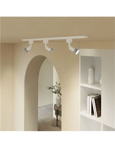 Kit de rail monophasé EasyLink TOBIA avec 3 spots, blanc GU10 (non inclus), orientable