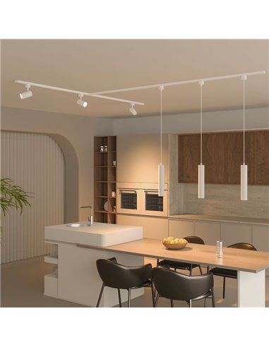 Luces de carril con 3 focos redondos EasyLink ZILO, blanco GU10 (no incl.), orientable, kit de inicio