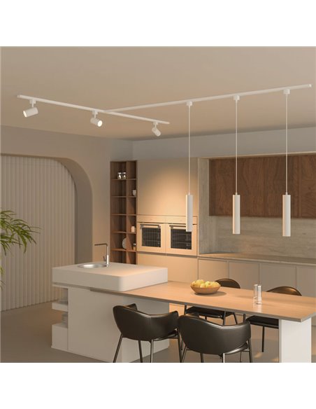 Luces de carril con 3 focos redondos EasyLink ZILO, blanco GU10 (no incl.), orientable, kit de inicio