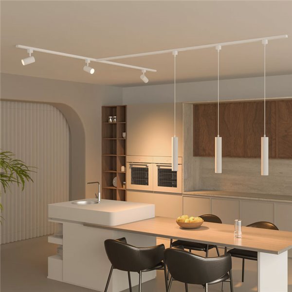 Luces de carril con 3 focos redondos EasyLink ZILO, blanco GU10 (no incl.), orientable, kit de inicio