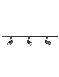 Kit inicio carril EasyLink ZILO con 3 focos orientables redondos, negro GU10 (no incl.)
