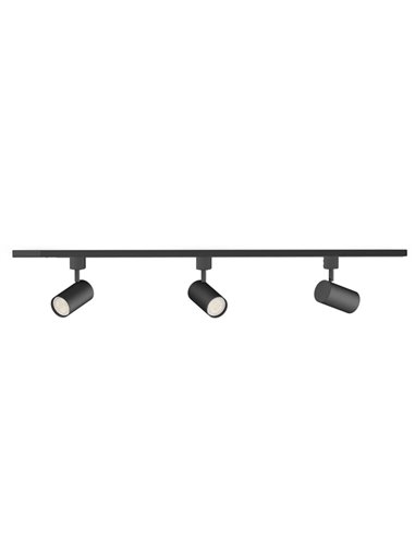 Kit inicio carril EasyLink ZILO con 3 focos orientables redondos, negro GU10 (no incl.)