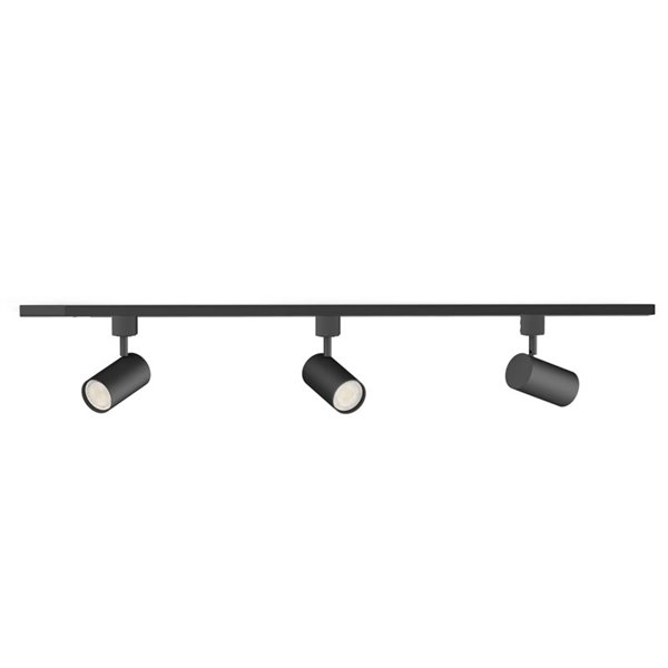 Kit inicio carril EasyLink ZILO con 3 focos orientables redondos, negro GU10 (no incl.)