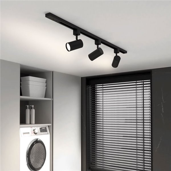 Kit inicio carril EasyLink ZILO con 3 focos orientables redondos, negro GU10 (no incl.)