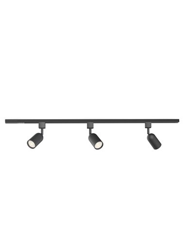 Kit carril de inicio con 3 focos negros EasyLink SHEA, minimalista, GU10 (no Incl.), orientable