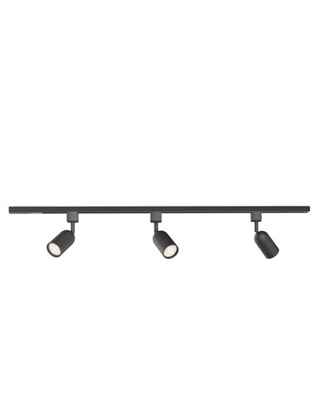 Kit carril de inicio con 3 focos negros EasyLink SHEA, minimalista, GU10 (no Incl.), orientable