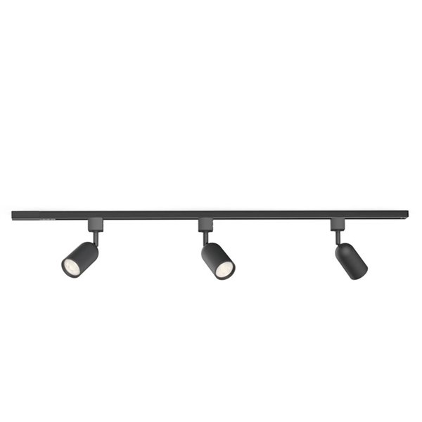Kit carril de inicio con 3 focos negros EasyLink SHEA, minimalista, GU10 (no Incl.), orientable
