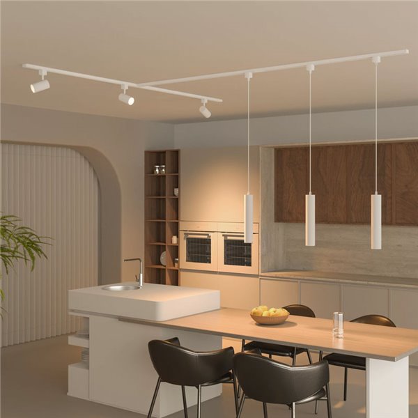 Lámpara colgante de carril monofásico blanco EasyLink PAXIE, minimalista GU10 (no incl.), altura ajustable