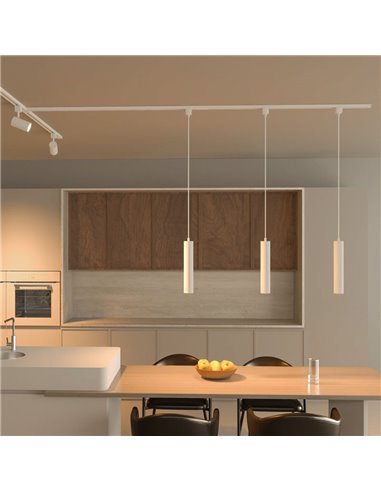 Lámpara colgante de carril monofásico blanco EasyLink PAXIE, minimalista GU10 (no incl.), altura ajustable