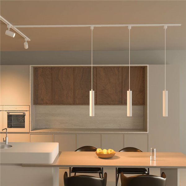 Lámpara colgante de carril monofásico blanco EasyLink PAXIE, minimalista GU10 (no incl.), altura ajustable