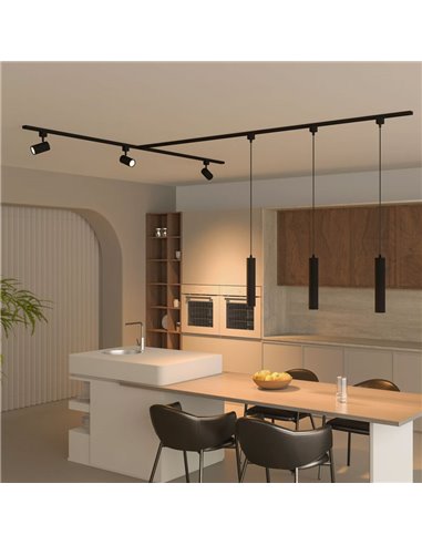 Lámpara colgante de carril monofásico negro EasyLink PAXIE, minimalista GU10 (no incl.), altura ajustable
