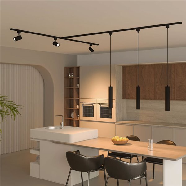 Suspension sur rail monophasé noire PAXIE EasyLink, minimaliste GU10 (non incluse), réglable en hauteur