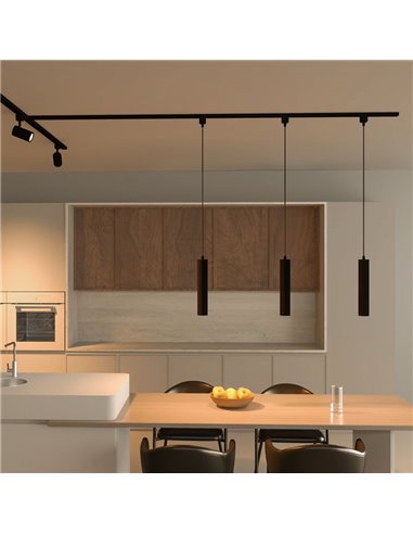 Lámpara colgante de carril monofásico negro EasyLink PAXIE, minimalista GU10 (no incl.), altura ajustable