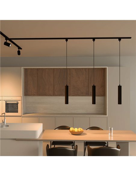 Luminária pendente de trilho simples PAXIE EasyLink preta, GU10 minimalista (não incl.), ajustável em altura