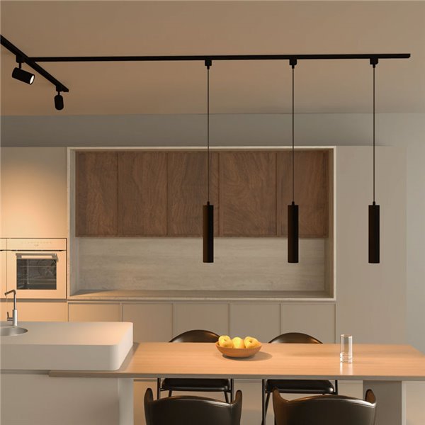 Lámpara colgante de carril monofásico negro EasyLink PAXIE, minimalista GU10 (no incl.), altura ajustable