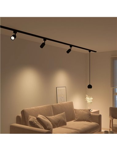 Lámpara colgante bola de carril de alta tensión negro EasyLink COLBY, GU10 (no incl.), altura ajustable