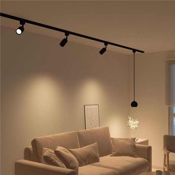 Lámpara colgante bola de carril de alta tensión negro EasyLink COLBY, GU10 (no incl.), altura ajustable