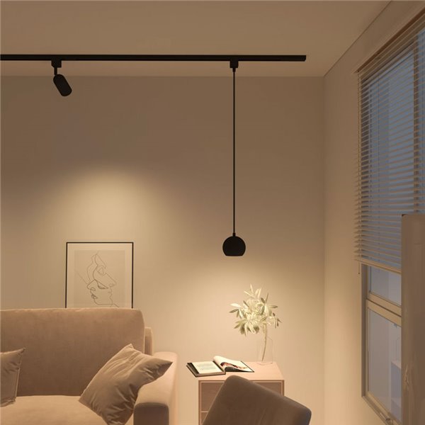 Luminária pendente EasyLink COLBY de alta tensão com esfera de rastreamento, preta, GU10 (não incl.), altura ajustável