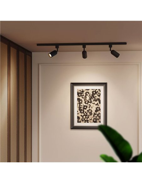 Spot sur rail réglable monophasé EasyLink SHEA, noir, rond GU10 (non incl.)