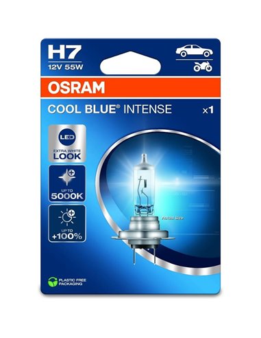 Lâmpada H7 luz mais branca 5000K e 100% mais luz Cool Blue Intense Next Generation 1 Unidade.