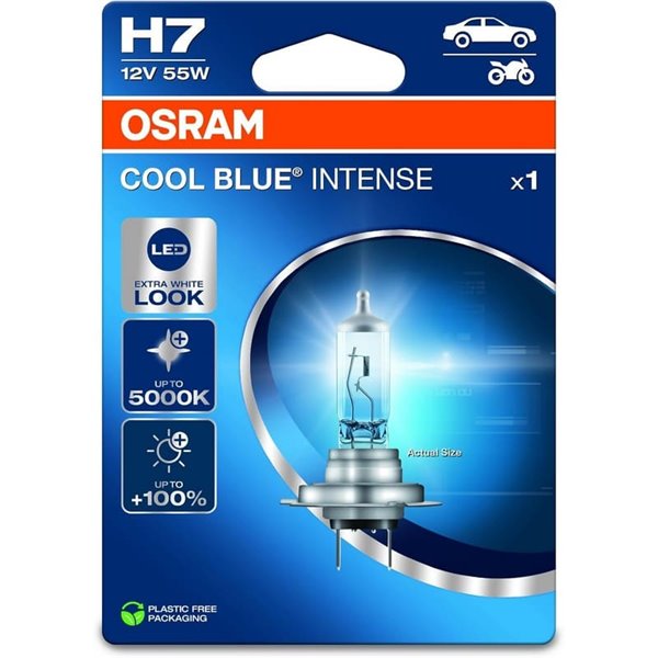 Lâmpada H7 luz mais branca 5000K e 100% mais luz Cool Blue Intense Next Generation 1 Unidade.