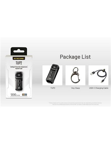 Lampe torche LED rechargeable TUP2 noire 1200lm, 3 températures de couleur, écran OLED, IP54