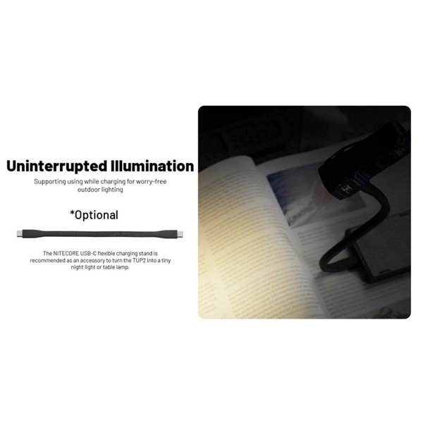 Lampe torche LED rechargeable TUP2 noire 1200lm, 3 températures de couleur, écran OLED, IP54