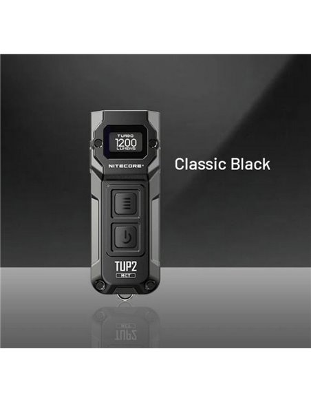 Lanterna LED portátil recarregável TUP2 preta de 1200lm, 3 temperaturas de cor, display OLED, IP54